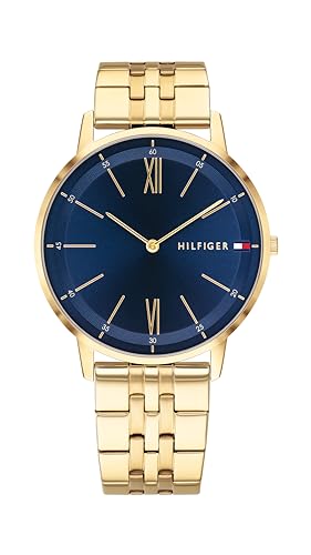 Tommy Hilfiger Relógio analógico de quartzo para homem com correia de aço inoxidável de cor dourada - 1791513, Dourado, Tamanho único, pulseira