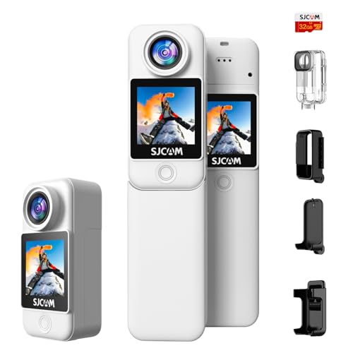 SJCAM Câmara de ação C300 4K 30fps, 1,33'' ecrã duplo tátil, câmara subaquática desportiva, 2,4 G/5 G, Wi-Fi para capacete, 6 Axis EIS 98 pés/30 m resistente à água com bateria dupla