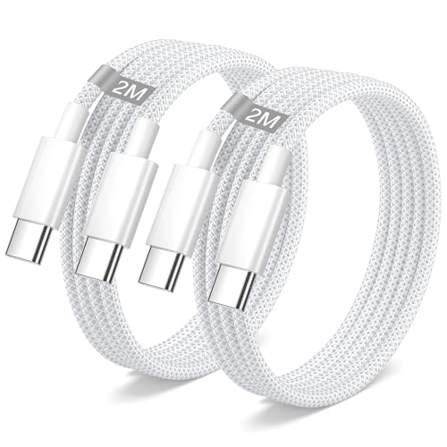 Cabo iPhone 15 16 2M 2Pack, 60 W cabo USBC carregamento rápido para iPhone 15 16 Pro Max/Plus/15/16, iPad Pro/Air/Mini 7 6, MacBook, cabo USB C a USB-C entrançado nylon cabo carregador tipo o C iPhone