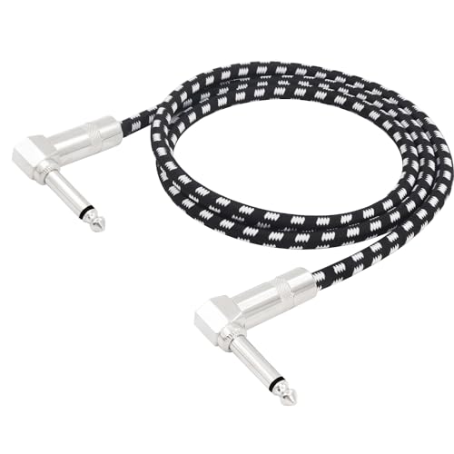 LANMINGLEL Cabo de instrumento curto TS de ângulo reto de 1/4 polegadas, cabo para guitarra elétrica, 6,35 mm, cabo estéreo para guitarra, baixo, teclado e Pro Audio (3,3 pés)