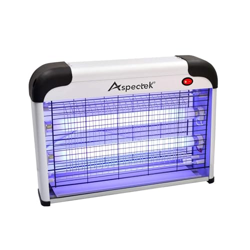 ASPECTEK Candeeiro anti-mosquitos interior 2800 V, 20 W com luz UV, armadilha e mata, armadilha elétrica para vispas e mosquitos