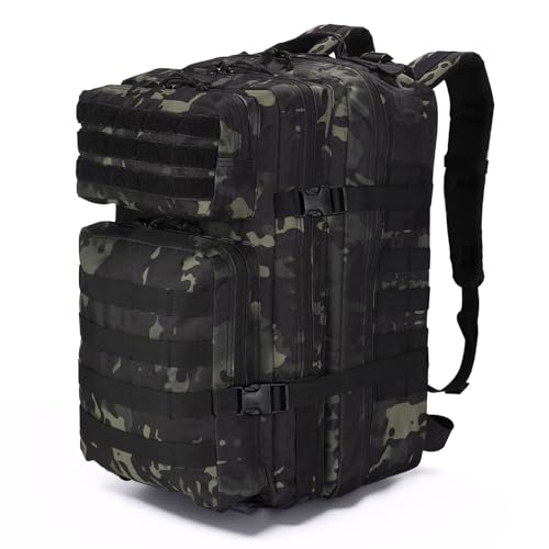 Mochila tática militar 45 l, pacote de assalto molde de grande capacidade impermeável bolsa para exército, mochilas de marcha para emergências de 3 dias caça caminhadas campismo atividade ao ar livre