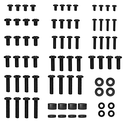 BONTEC Pacote de equipamento de montagem universal para TV para todos os televisores Hardware inclui parafusos M4, M5, M6 e M8, arruelas e espaçadores, para a maioria dos televisores de até 80"