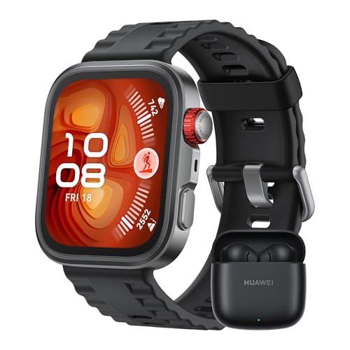 HUAWEI Watch FIT 4 Pro Smartwatch + Freebuds SE 2 preto, cristal de safira e titânio, brilho máximo de 3.000 nits, pagamento por NFC, dual Band GPS, ECG, desportos ao ar livre