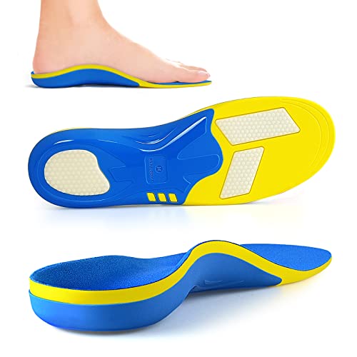 Palmilhas ortopédicas para fascite plantar - gel palmilhas desportivas para dor no calcanhar, esporões, metatarsalgia - palmilhas gel homem trabalho - azul L