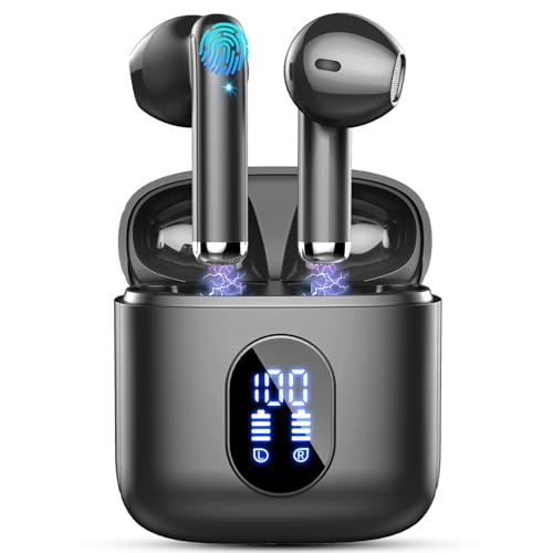 Auriculares sem fios Bluetooth, auriculares Bluetooth 5.4 HiFi estéreo, 32H capacetes sem fios Bluetooth com ENC redução de ruído, ecrã LED, USB-C, controlo tátil, IP7 à prova d'água