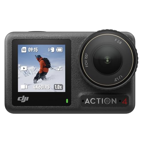 DJI - Pack padrão Osmo Action 4 - Câmara de ação submersível 4K/120 fps com sensor de 1/1,3 polegadas, ótimo desempenho com pouca luz, cor D-Log M de 10 bits, bateria duradoura de 1770 mAh
