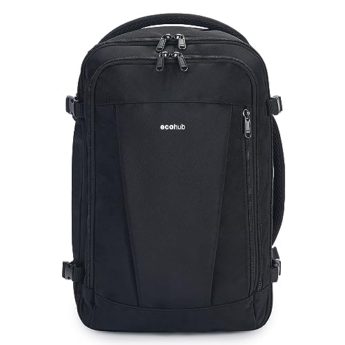 ECOHUB Mochila viagem cabine avião 40 x 20 x 25 Ryanair 13 compartimentos mochila de viagem mochila avião mulher malas debaixo do assento bagagem de mão mochila avião homem 20 L, 40 × 20 × 25 - preto
