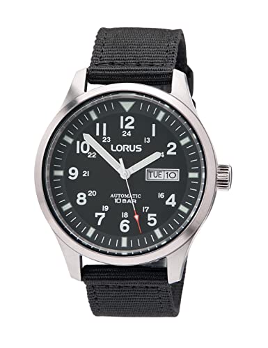 Seiko Relógio analógico para homens de automático com correia em nylon RL411BX9, Preto, Tamanho único, Casual