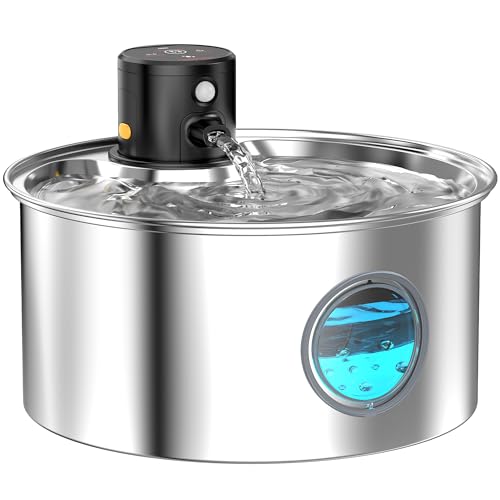 Fonte para gatos sem cabo: Bebedor gatos aço inoxidável - fonte gatos com sensor - fonte de água 3,2 l fonte de água para gatos sem fios - fonte de água gatos automática - fonte de água com bateria