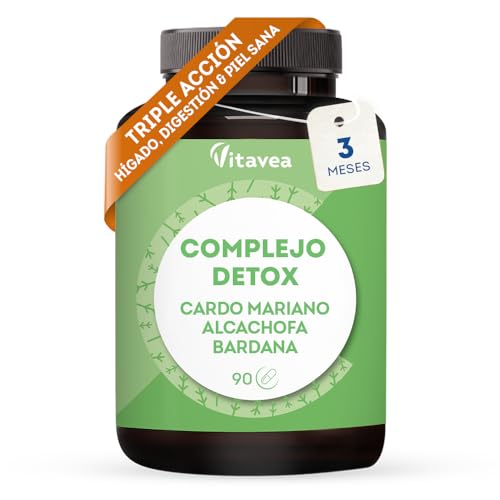 Detox Fígado Vegan, Cardo Mariano, Alcachofra e Bardana, 90 cápsulas (3 meses), complexo depurtivo e diurético, saúde digestiva e pele radiante, Vitavea