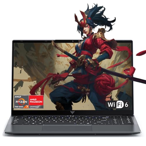 Tivique 2025 Computador portátil Gaming de 15,6 polegadas Ryzen 7 7730U (16 fios, até 4,5 GHz), 16 GB RAM DDR4, 512 GB SSD (expansível para 4 TB), WiFi 6,0, ideal para jogos
