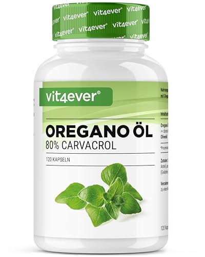 Óleo de orégão - 120 cápsulas com 150 mg - Premium: 80% carvacrol e 10 vezes concentrado - 100% óleo de orégão de França - Origanum vulgare - altamente doseado