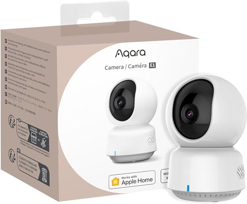 Aqara 2K Câmara interior E1, Pan & Tilt, HomeKit Secure Video, áudio bidirecional, visão noturna, rastreamento de pessoas, Wi-Fi 6, suporta HomeKit, Alexa, Google Home e IFTTT