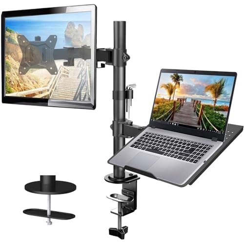 HUANUO Suporte de monitor para 13,-27 polegadas PC e computador portátil até 15.6 polegadas ergonomicamente design braços e suportes para monitores braço monitor mesa rotação de 180 ° e rotação de 360 °