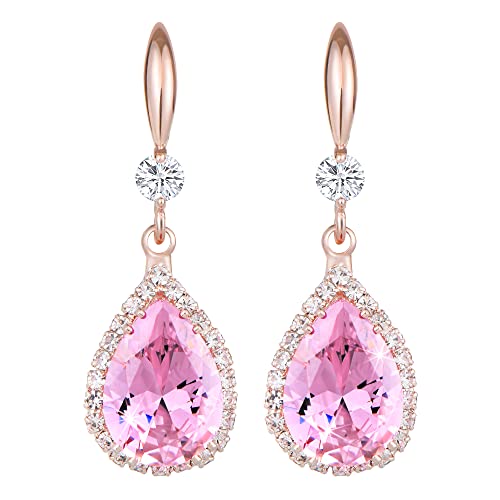 Linawe Brincos suspensos para mulher, brincos pendentes, jóias de ouro, prata e ouro rosa, brincos pendentes de cristal com diamantes, jóias de moda para casamentos