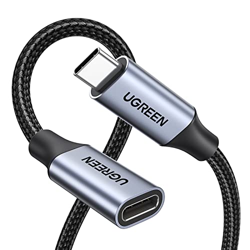 UGREEN Cabo de extensão USB C 3,2 Gen 2 10 Gbps vídeo 4 K @ 60 Hz, extensão tipo C Thunderbolt 3 carregamento rápido 100 W, compatível com Macbook, iPhone 16/15 Plus Pro Max, Galaxy S24 Ultra. 0,5 m