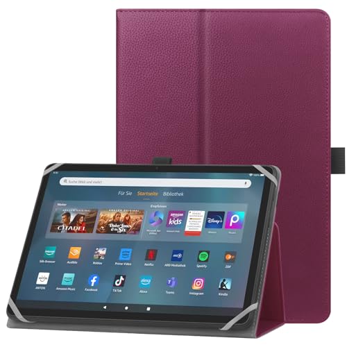 HoYiXi Capa universal para 10-11 polegadas tablet compatível Fire MAX 11 2023 com suporte e correia de mão capa Cover protetora para 10"-11" Samsung Lenovo Huawei Android Tablet-roxo