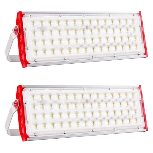 Focos LED para exterior 200 W, 20.000 lúmenes projetor LED exterior IP66 impermeável foco exterior de floodlight 2 peças foco branco frio de 6500 K, luz de inundação para armazém garagem jardim pátio