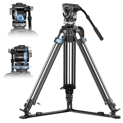 Tripé de vídeo profissional SIRUI SQ75 VHS10 em fibra de carbono - altura máxima de 182 cm, 7 níveis de contrapeso, 4 modos de amortecimento, carga 18 kg, sistema rápido e estável para câmaras