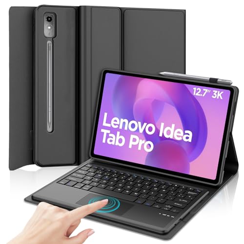 IVEOPPE Teclado para Lenovo Idea Tab Pro de 12,7" 2025 com Touchpad - capa teclado Trackpad espanhol Bluetooth magnético desmontável para Lenovo Idea Tab Pro de 12,7 polegadas 2025, preto