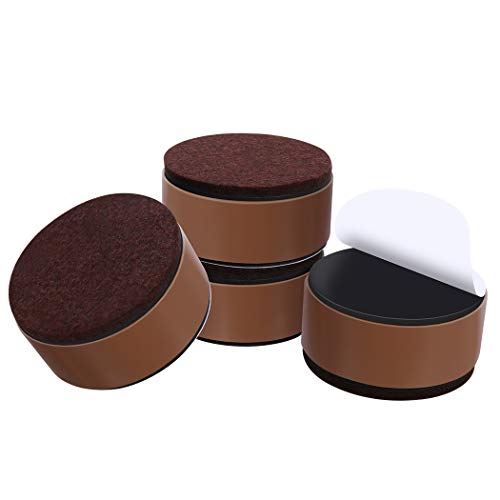 Ezprotekt Elevadores de móveis de 1,2" de altura, elevadores de cama autocolantes de 2,36" de diâmetro, adicionam 1,2" de altura às camas sofás, redondos castanho