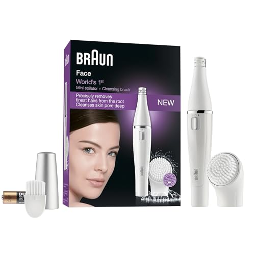 Braun FaceSpa 810 - Sistema de escova de limpeza e depilação facial: remove pelos e limpa a pele do rosto mais 2 pilhas adicionais
