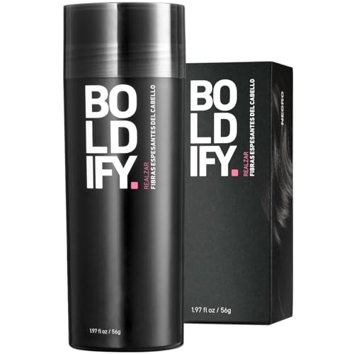 BOLDIFY - Fibras capilares ocultam completamente a perda de cabelo, 100% fibras de algodão não detetáveis, frasco gigante de 56 g, espessamento instantâneo do cabelo (preto)
