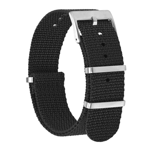 BISONSTRAP Correias de relógio de nylon para homens, correias militares de uma só peça, 18 mm 20 mm 22 mm