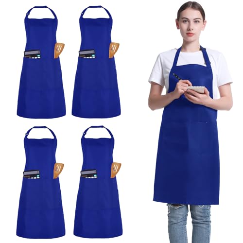 FunChaos 4 Aventais de chef, aventais ajustáveis com 2 bolsos, homens e mulheres avental para cozinha, restaurante