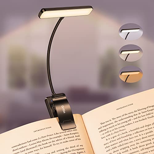 Gritin 19 LED luz de leitura, lâmpada de leitura USB recarregável de 360° flexível com 3 modos de iluminação - proteção ocular e atenuação contínua e longa duração luz de livro para ler na cama