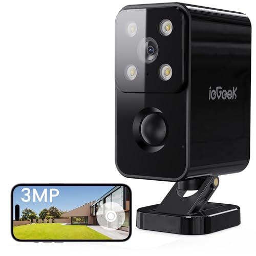 ieGeek 2K Câmara de vigilância WiFi exterior/interior, panorâmica de 180, conexão WiFi6, AI Smart Detection, câmara de vigilância sem fios de 5200 mAh, armazenamento local / nuvem, compatível com