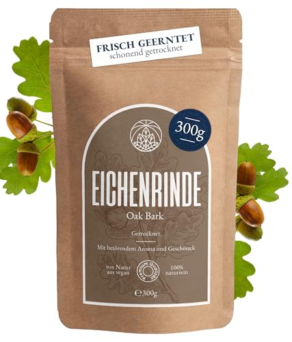 Casca de carvalho (300 g) - chá de casca de carvalho delicadamente seco - chá em folhas soltas, 100 % natural e sem aditivos, ervas aromáticas para infusões deliciosas