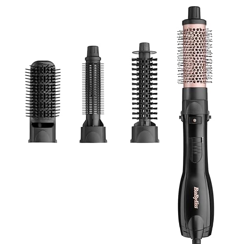 Escova de ar Smooth Finish 1200 da BaByliss com 4 acessórios, para adicionar volume, moldar e alisar, 3 configurações de temperatura, tecnologia iónica, AS122E.