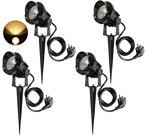 4 peças holofote projetor exterior 9 W holofote COB LED 900 LM com lâmpada de lâmpada branca quente IP65 220 V impermeável LED lâmpada exterior para jardim ao ar livre relvado pátio decoração