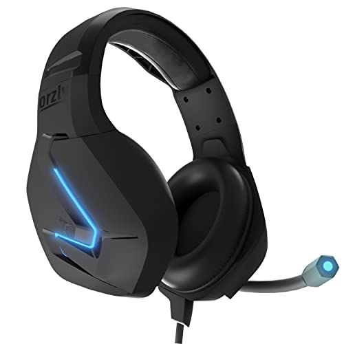 Orzly Auriculares Gaming compatível com PS5, PS4, PC, Xbox, Nintendo Switch, com microfone, som premium RGB luz LED, cancelamento de ruído - Hornet RXH -20 Abyss edição