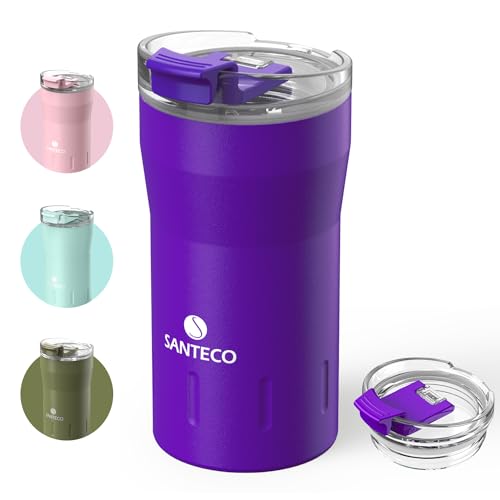 SANTECO Thermo Mug Caneca de café - caneca isotérmica de aço inoxidável 350/500 ml - design de boca larga para beber facilmente - à prova de fugas - ideal para viagens, escritório, desportos - sem BPA