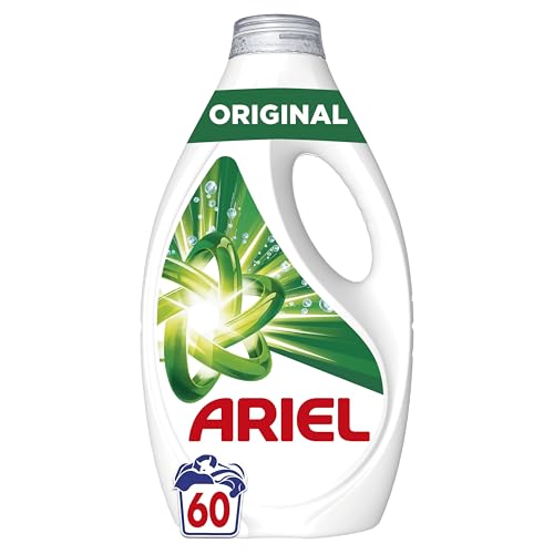 Ariel Detergente de máquina de lavar líquido 60 lavagens, original, sabão limpeza melhorada em ciclos mais frios com a tecnologia exclusiva de limpeza a frio