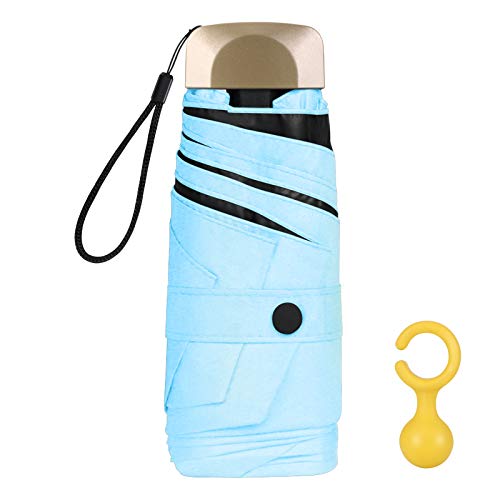 Vicloon Mini guarda-chuva, guarda-chuva de viagem portátil guarda-chuva dobrável antivento, guarda-chuva compacto dobrável de tecido de borracha preta 210T, impermeável de secagem rápida e resistente a raios UV