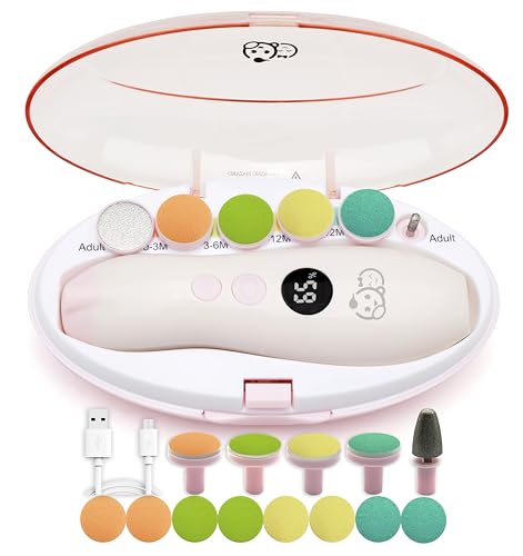 Royal Angels Corta-unhas recarregável para bebés 22 em 1, 13 substituições adicionais, kit de unhas para bebés, corta-unhas, unhas para os dedos dos pés de crianças recém-nascidas (recarregável,
