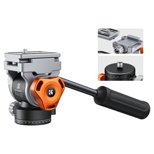 K&F Concept Cabeça de tripé, FH-03 cabeça hidráulica, cabeça de vídeo com placa arca-Swiss, cabeça amortecedora, compatível com câmaras DSLR, capacidade de carga até 5 kg