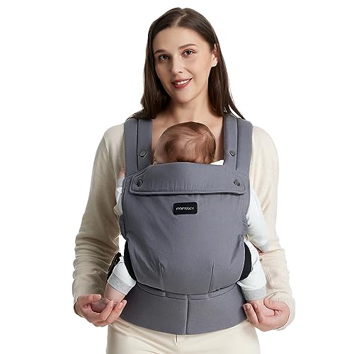 Suporte para bebés Momcozy - ergonómico, confortável e leve, para crianças de 3 a 20 kg, fácil de colocar, ideal para uma criação com mãos livres, cinzento