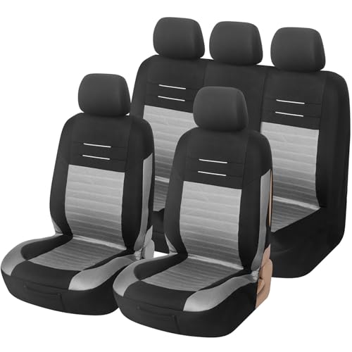Upgrade4cars Capas de assento de carro universais preto cinzento | cobertura universal | protetor de assento dianteiro para a frente e traseira | acessórios interior decoração