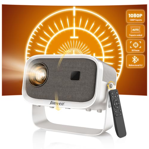 Projetor portátil 【Rotação de 360° + 3 segundos foco elétrico auto ± 45°Correção】 Jimveo Mini projetor 21000 L 1080P HD projetor 4K suporte Wifi6 bidirecional Bluetooth Zoom 75% cinema em casa