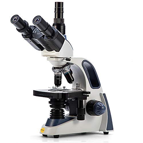 SWIFT SW380T 40X-2500X Ampliação, cabeça Siedentopf, microscópio de laboratório composto trinocular de grau de pesquisa com oculares de campo largo 10X/25X, estágio mecânico, foco ultra