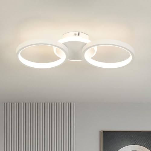 Kuwork Plafon LED teto moderno, 4000 K candeeiro de teto redondo, luz LED teto para corredor casa de banho cozinha sala de estar quarto corredor, 34 cm, 24 W, branco