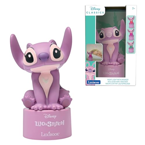 LEXIBOOK, Disney Stitch, luz noturna anjo com alto-falante, mudança de cor, luz suave, funciona com pilhas, rosa, NS01D1