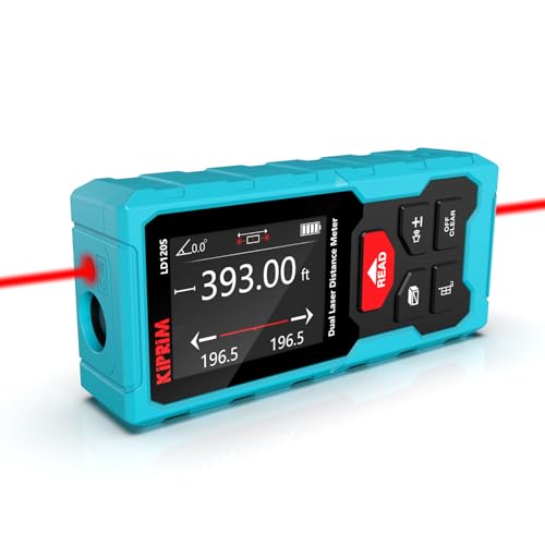 Kiprim Medidor laser duplo de 120 m, nível eletrónico de bolha, medidas precisas e função pitágoras - ideal para construção, bricolage e trabalhos de renovação