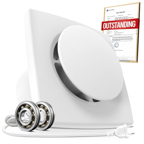 BUMSOU Extrator de casa de banho de 100 mm, extrator de ar silencioso e potente aprimorado, 130 m³/h IPX4 ventilador extrator de ar, economia energética, fácil de instalar, ideal para casa de banho,