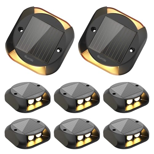 Quntis Luzes solares LED exterior jardim, branco quente luz solar escadas exterior IP65 impermeável, candeeiro solar jardim para entrada degraus mola passarela calçada caminho pátio, 8 peças